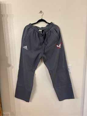 adidas Gray Sweatpants with Red & White Logo